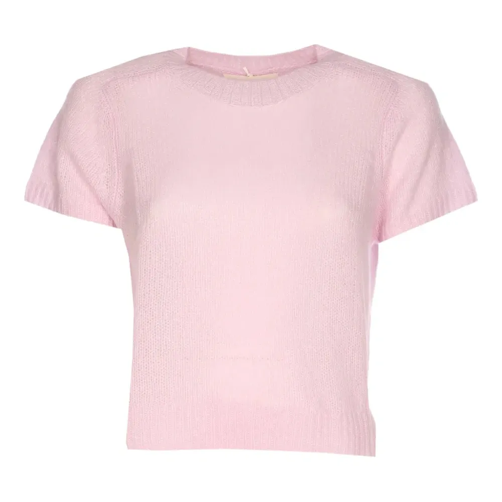 Вязаная футболка с круглым вырезом