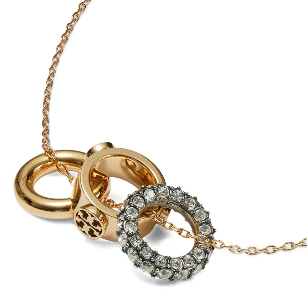 Набор украшений: ожерелье и серьги с логотипом, украшенные кристаллами