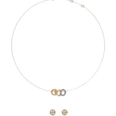 Набор украшений: ожерелье и серьги с логотипом, украшенные кристаллами