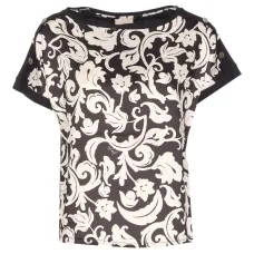 Футболка с принтом и застежками на плече Футболка с принтом и застежками на плече