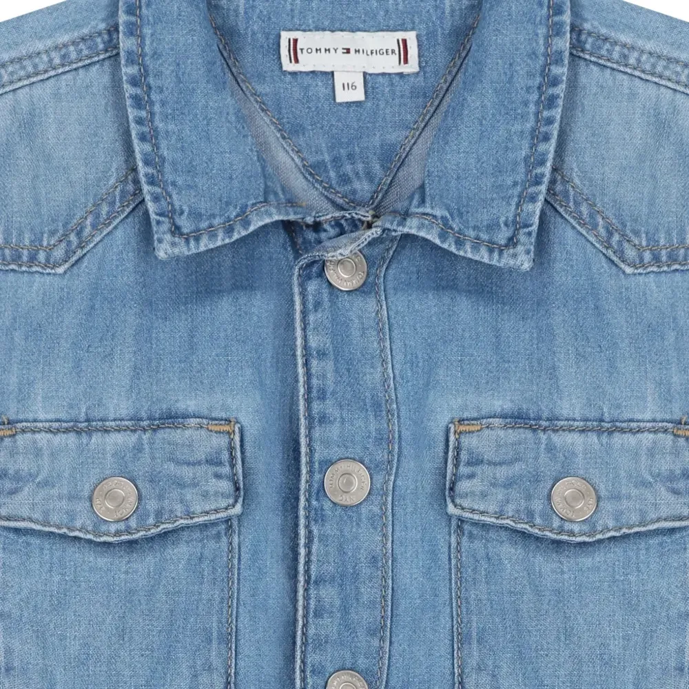 Джинсовое платье с карманами