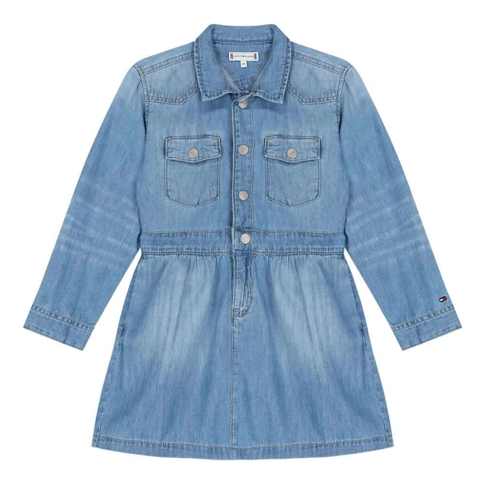 Джинсовое платье с карманами