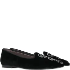 Лоферы из бархата с украшением в виде заклёпок Лоферы из бархата с украшением в виде заклёпок