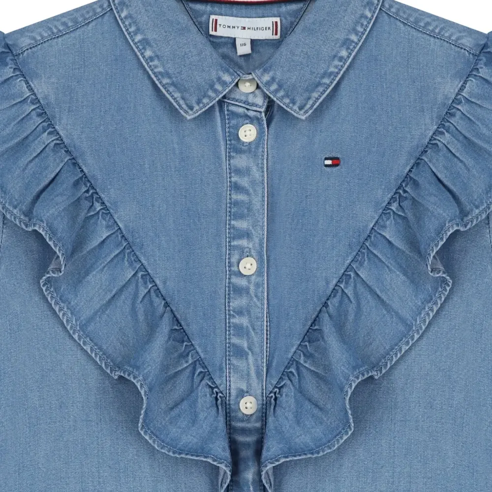 Джинсовое платье с оборками