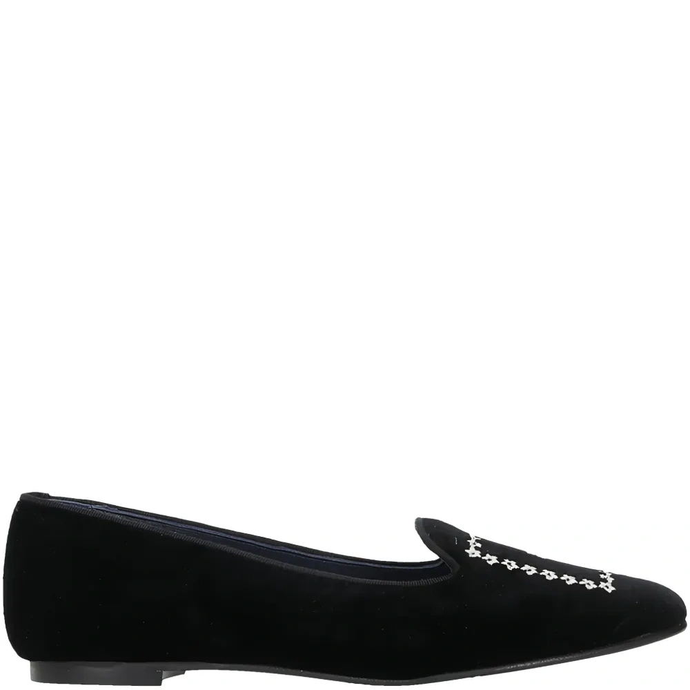 Вельветовые лоферы с цветочной вышивкой