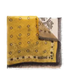 Шарф с цветочным принтом и бахромой