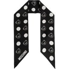 Шелковый шарф в горох с медведем