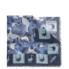 Шарф из кашемира с принтом утки и необработанными краями