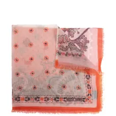 Шарф из кашемира с принтом "пейсли" и необработанными краями