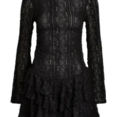 Кружевное платье мини с оборками