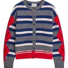 Кардиган в рубчик с аргайловым узором Didi