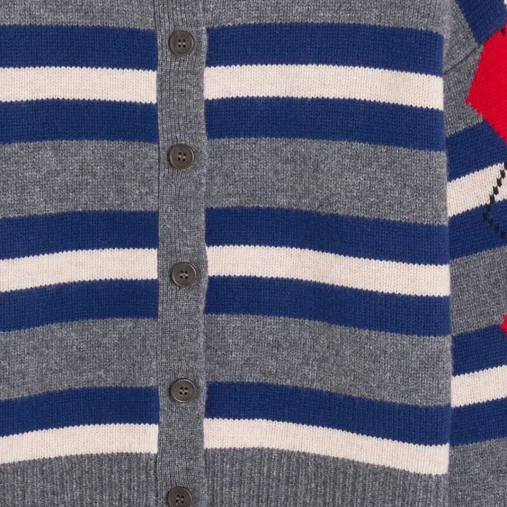 Кардиган в рубчик с аргайловым узором Didi