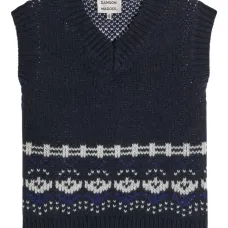 Узорчатый шерстяной топ с V-образным вырезом