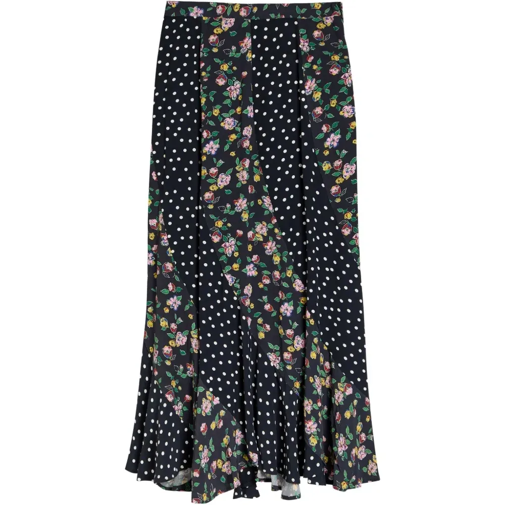 Миди-юбка с цветочным принтом в горох