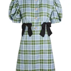 Клетчатое платье с бантом