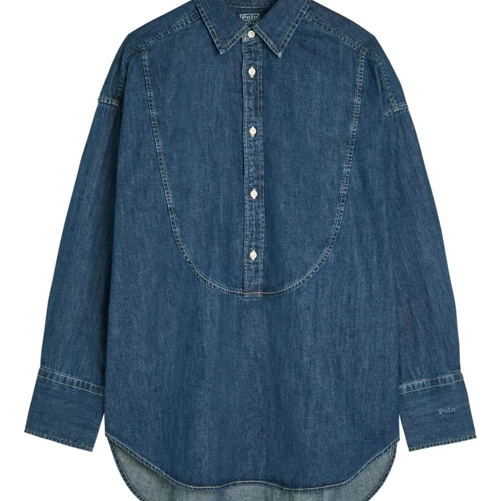 Джинсовая рубашка с длинными рукавами