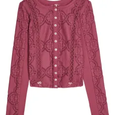 Кардиган на пуговицах с цветочным кружевом
