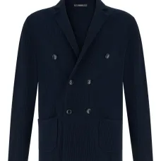 Вязаный двубортный пиджак