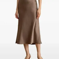 Атласная миди-юбка