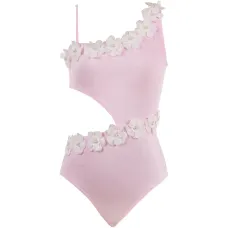 Слитный купальник с цветочными аппликациями и вырезами Слитный купальник с цветочными аппликациями и вырезами