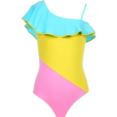 Слитный купальник Judie с оборками и цветными блоками