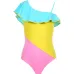 Слитный купальник Judie с оборками и цветными блоками