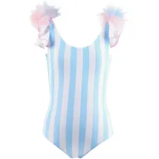 Полосатый купальник с оборками