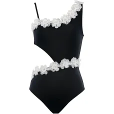 Слитный купальник Nathalie с цветочными аппликациями и вырезами