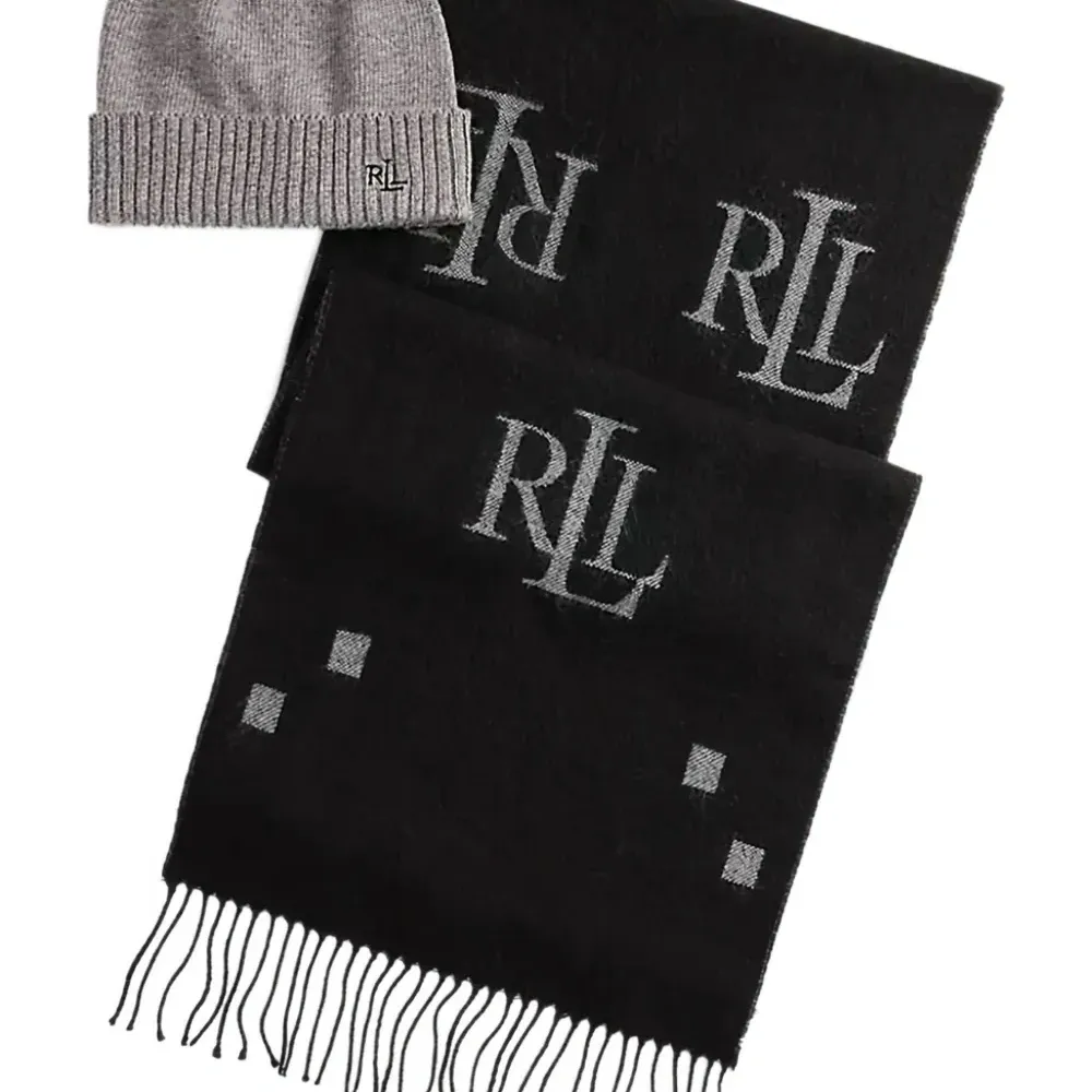 Шарф с логотипом и бахромой (набор из двух штук)