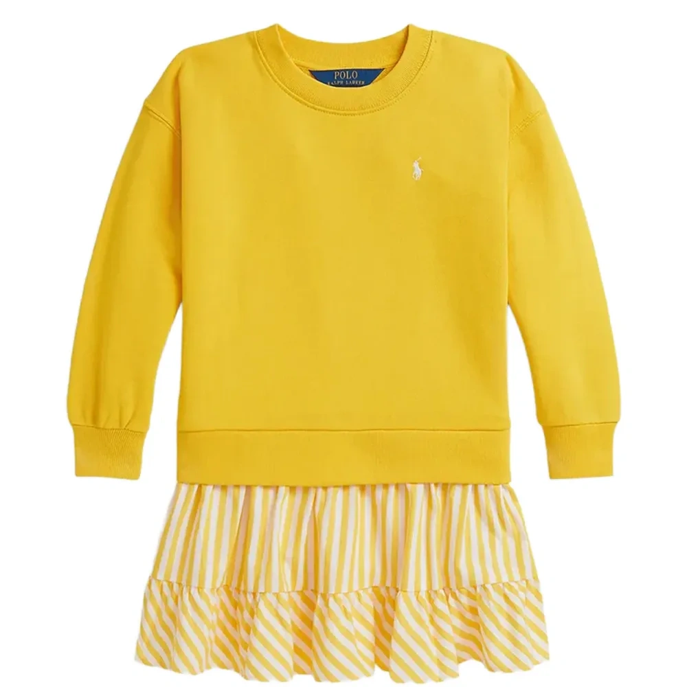 Полосатое платье с рюшами