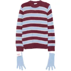 Свитер с полосатыми рукавами-перчатками