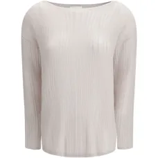 Трикотаж с круглым вырезом лодочка в рубчик