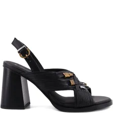 Босоножки на каблуке с плетёными деталями