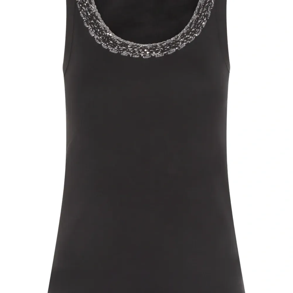 Майка с воротником, украшенным пайетками