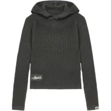 Капюшонная вязаная одежда в рубчик