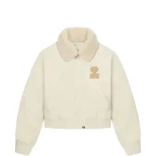 Куртка с нашивками и овчинным воротником