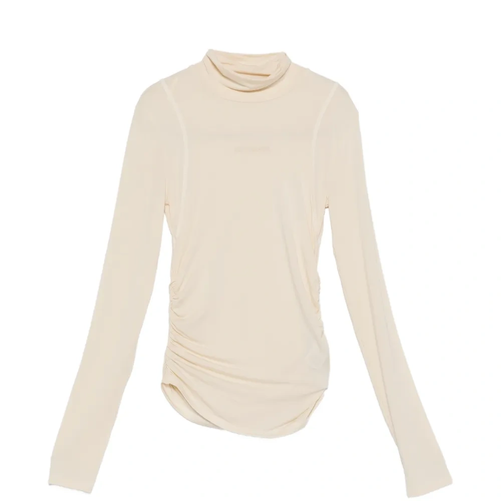 Топ с высоким воротником и драпировкой