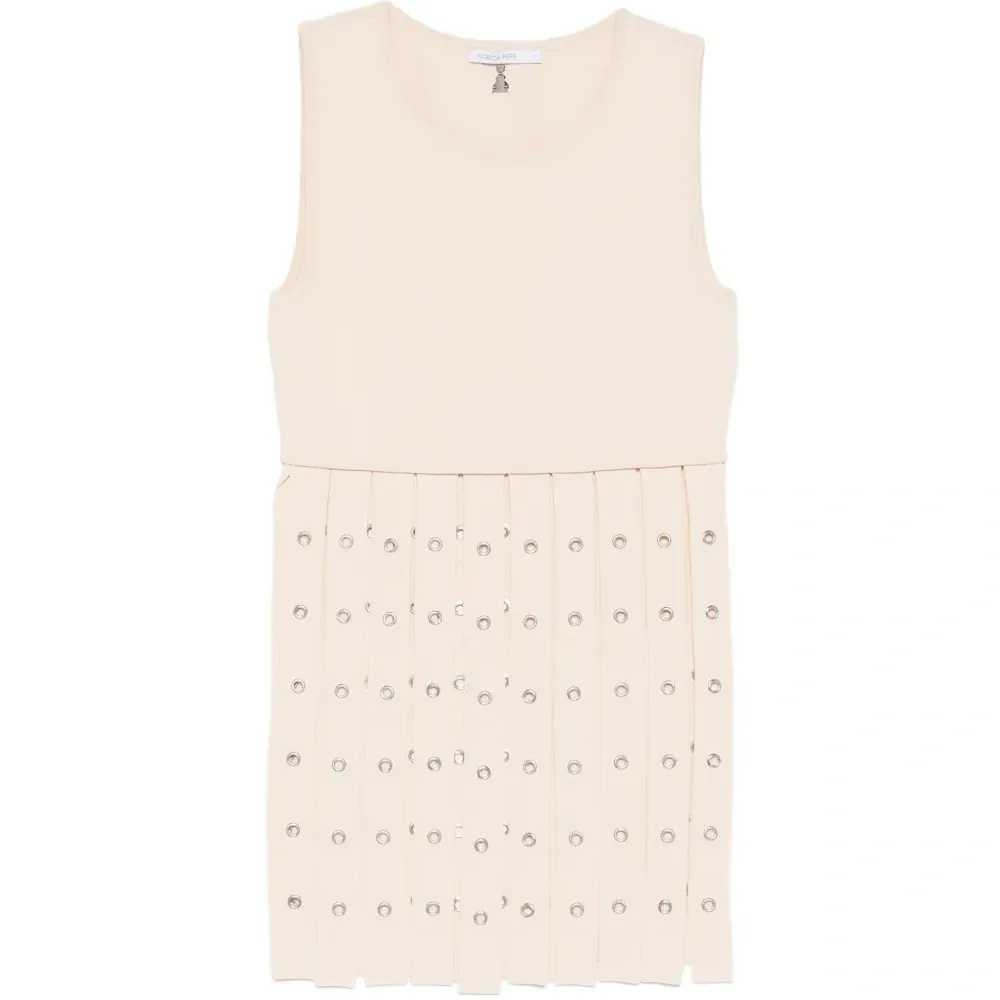 Жилет с круглым вырезом и отделкой из бахромы