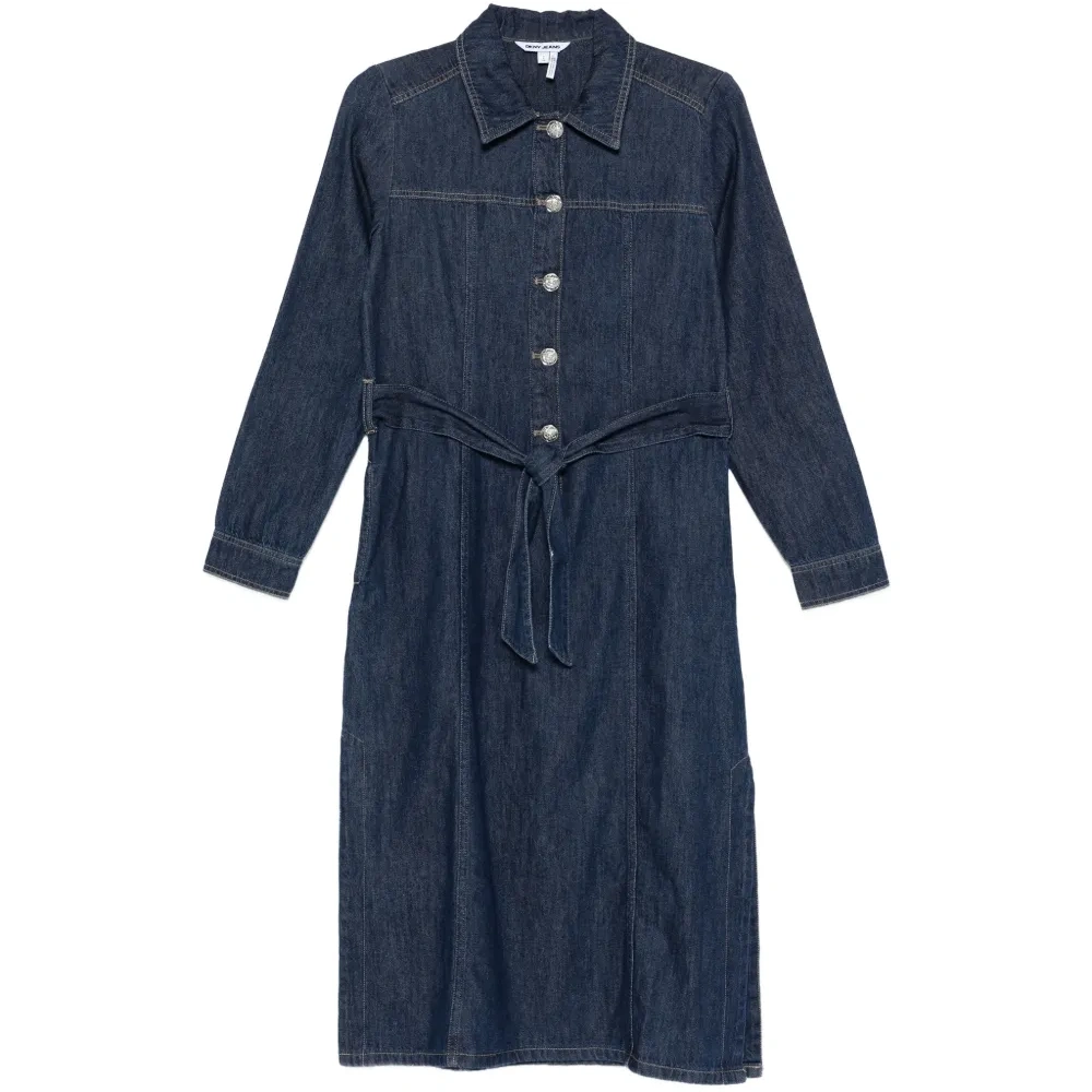 Платье миди с поясом из той же ткани