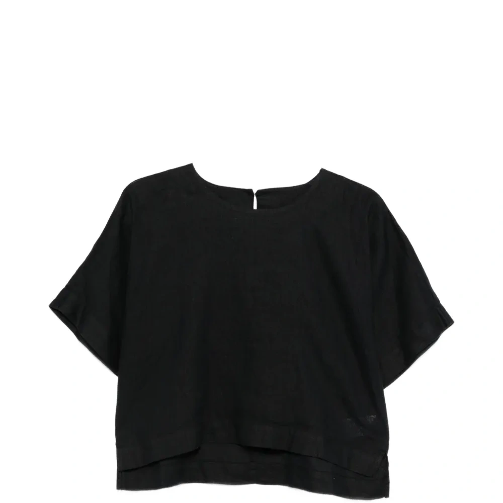 Топ с округлым вырезом и короткими рукавами Топ с округлым вырезом и короткими рукавами