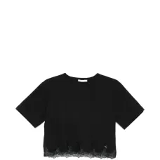 Укороченная кружевная футболка