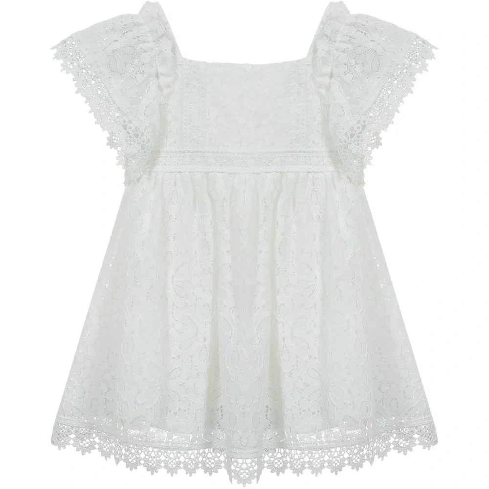 Кружевное платье с кружевом и бантом