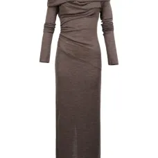 Драпированное платье макси с открытыми плечами Драпированное платье макси с открытыми плечами