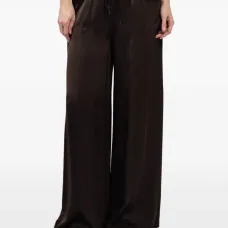 Атласные брюки на талии с завязкой