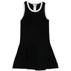 Платье с контрастной отделкой и перфорацией