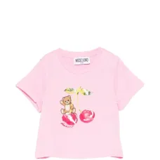 Футболка с мотивом мишки и вишневой деталью