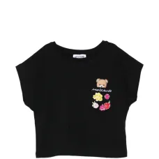 Футболка с цветочной вышивкой и нагрудным карманом