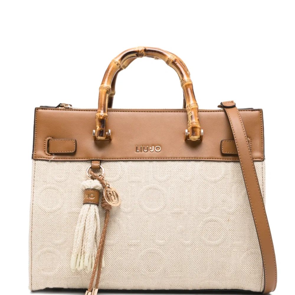 Сумка-тоут среднего размера с жаккардовым узором "бамбук"