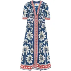 Макси-платье с цветочным принтом и V-образным вырезом