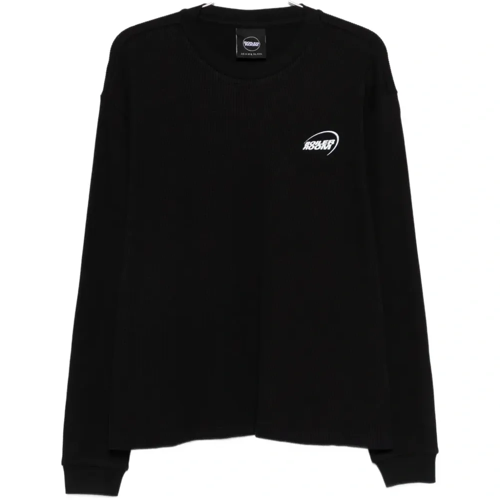 Свитшот в рубчик с принтом-логотипом